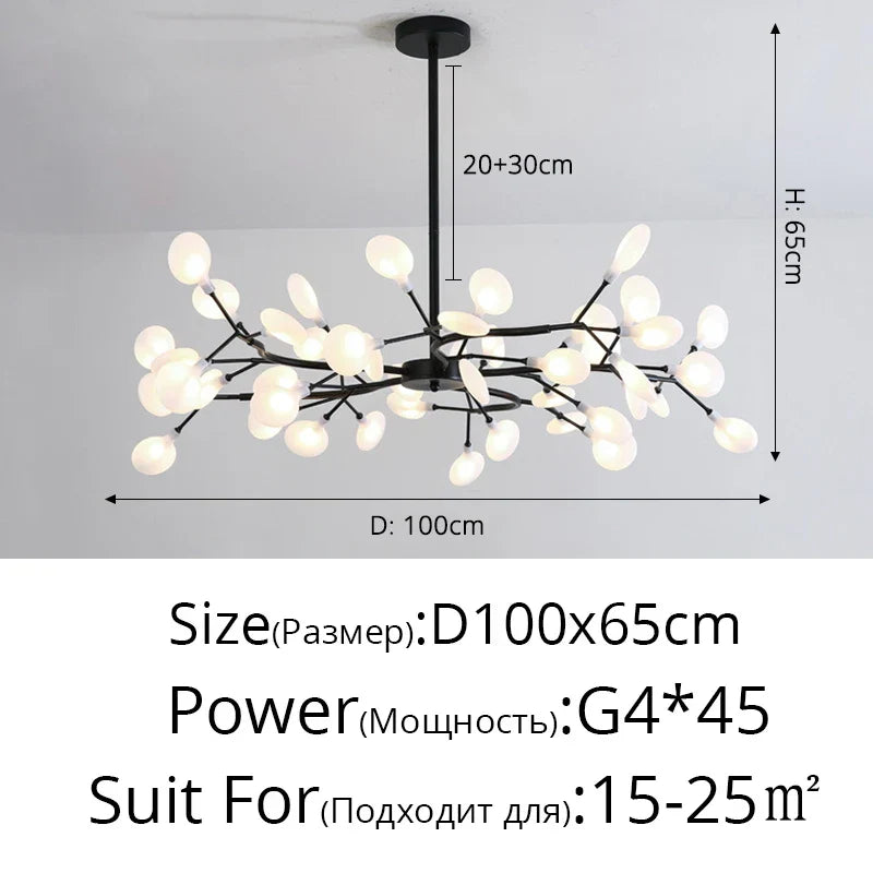 Branch Shape Firefly Ceiling Chandelier G4 Led Lighting Indoor Hanging Lamp
