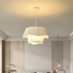 Creamy Style E27 Chandelier Bedroom Pendant Lights: Minimalist White Fabric LED Lamps