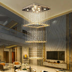 Teardrop Crystal Stairwell Chandelier | Luxury Long Stair Pendant Light