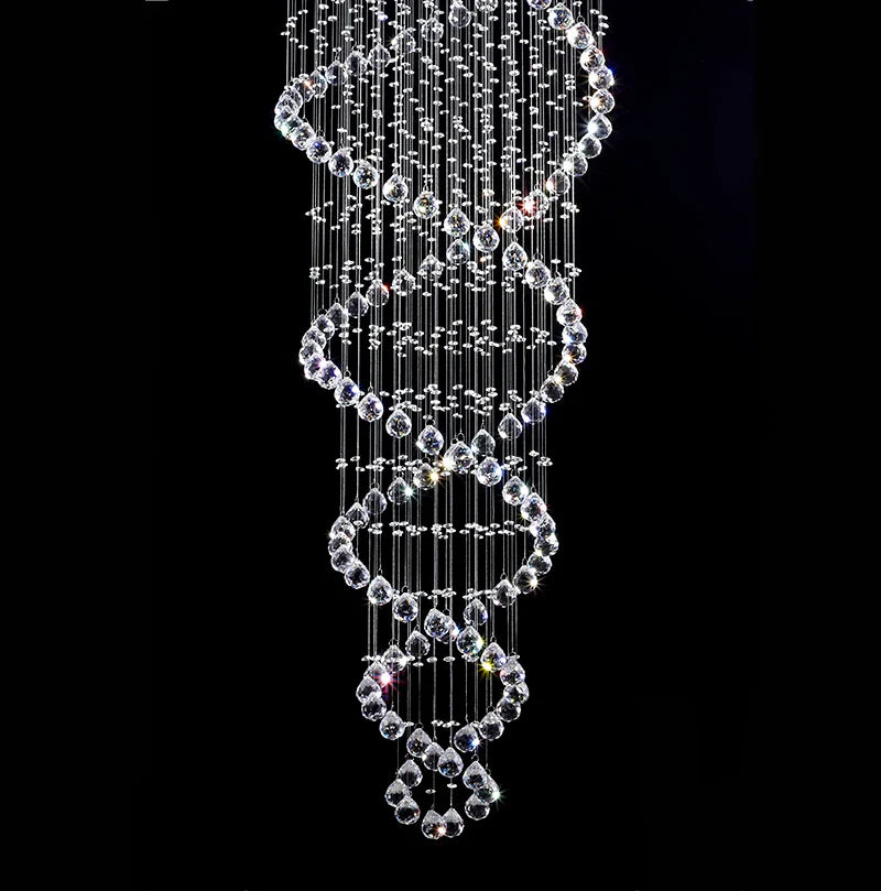 Crystal LED Chandelier for Staircase Stair Luxury Hotel Pendant Lights