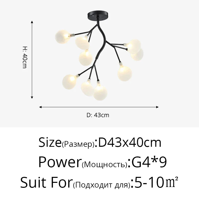 Branch Shape Firefly Ceiling Chandelier G4 Led Lighting Indoor Hanging Lamp
