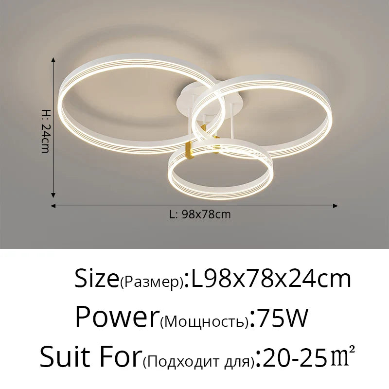 Modern Round Ring LED Ceiling Chandelier for Living Room and Bedroom
