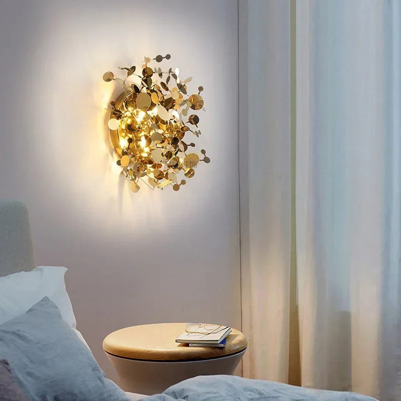 Stainless Steel Leaves LED Wall Lamp for Modern Nordic Indoor Decor