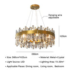 Crystal LED Pendant Light Chandelier for Living Dining Bedroom Luxe Decor