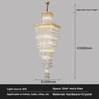 Crystal Luxe Living Room Chandelier - Modern & Elegant Hall Staircase Lighting