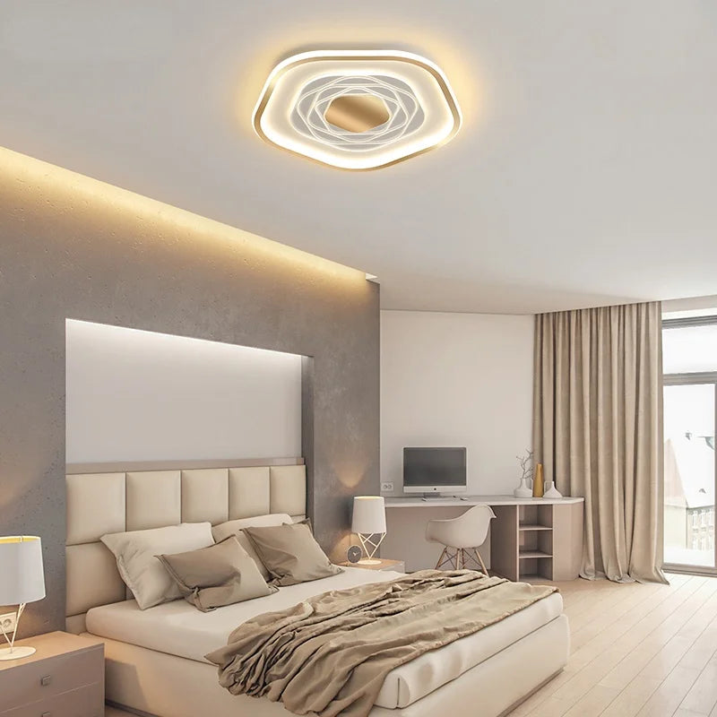Modern Pentagonal LED Ceiling Chandelier Light for Living Room Bedroom Lighting