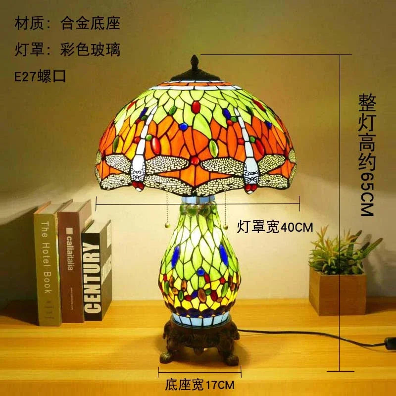 Tiffany Dragonfly Stained Glass Table Lamp by Afralia ™