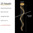 Wooden Chandelier: Modern LED Staircase Hanging Light