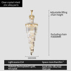 Crystal Chandelier: Modern Duplex Villa Hall Light Luxury Rotating Hollow Strip Crystal