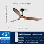 Wooden Ceiling Fan with LED Light and Control - Ideal for Bedroom, Living Room, Office