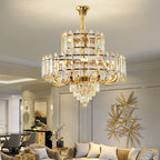 Crystal Chandelier: American Luxury LED Pendant for Living Room, Dining Room, and Bedroom
