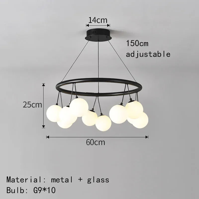 Magic Bean Pendant Chandelier White Glass Ball LED Lighting
