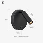 Modern Nordic Wall Lamp Sconce Black Brass Rotating Reading Light 3W