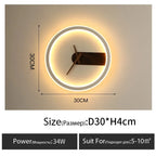 Nordic Wall Lamp Clock Modern Silent Bedroom Decor Lighting