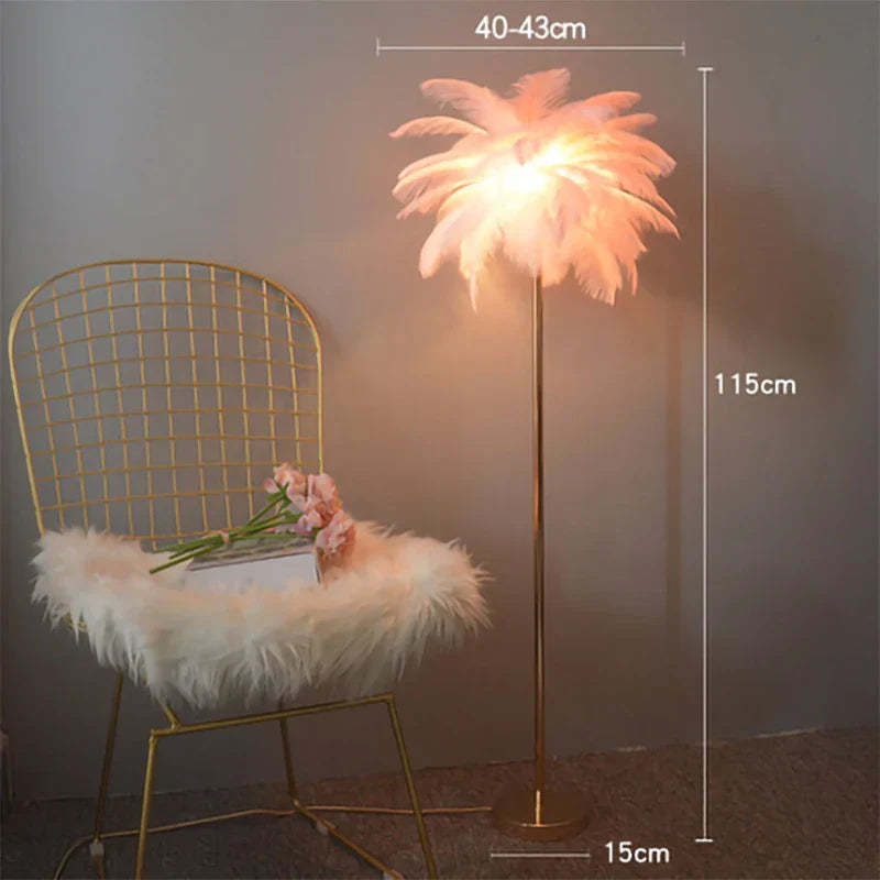 Modern Ostrich Feather Shade LED Floor Lamp for Stylish Indoor Lighting