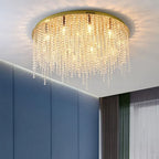 Crystal Chandelier: Luxury Gold Ceiling Light Fixture for Living Room, Bedroom - LED Square Design