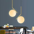 Modern Metal Glass Ball Pendant Lights for Living Room and Kitchen