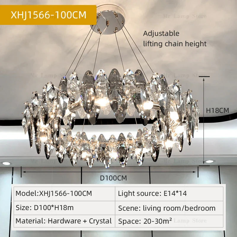 Luxury Crystal Light Chandelier: High-End Nordic Kitchen Living Room Home Decor
