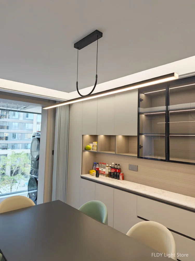 Modern LED Chandelier for Dining, Tea Room, Office, Bar - Long Strip Design