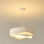 Creamy Style E27 Chandelier Bedroom Pendant Lights: Minimalist White Fabric LED Lamps