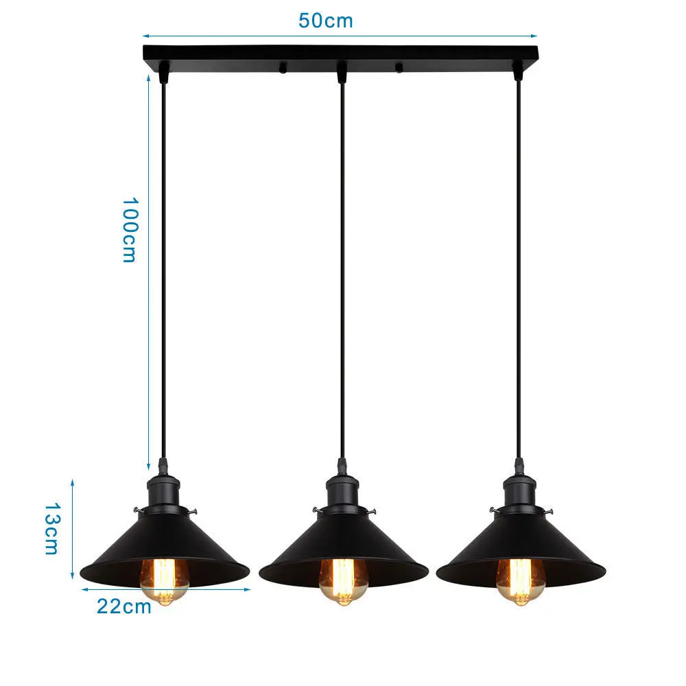 Retro Industrial Pendant Ceiling Lamp E27 LED Chandelier Loft Light for Home Living Room