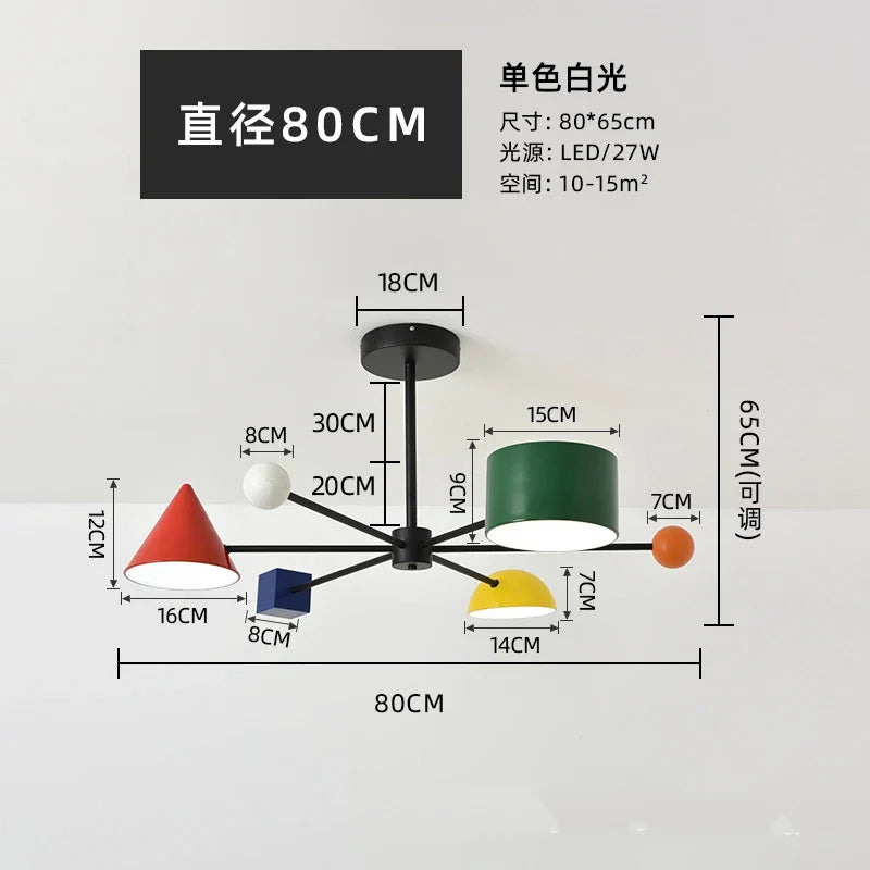 Modern Macaron LED Chandelier: Kids Room Decor, Indoor Hanging Light Fixtures