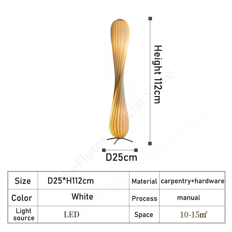 Wabi Sabi Wooden Floor Lamp for Retro Simple Home Art