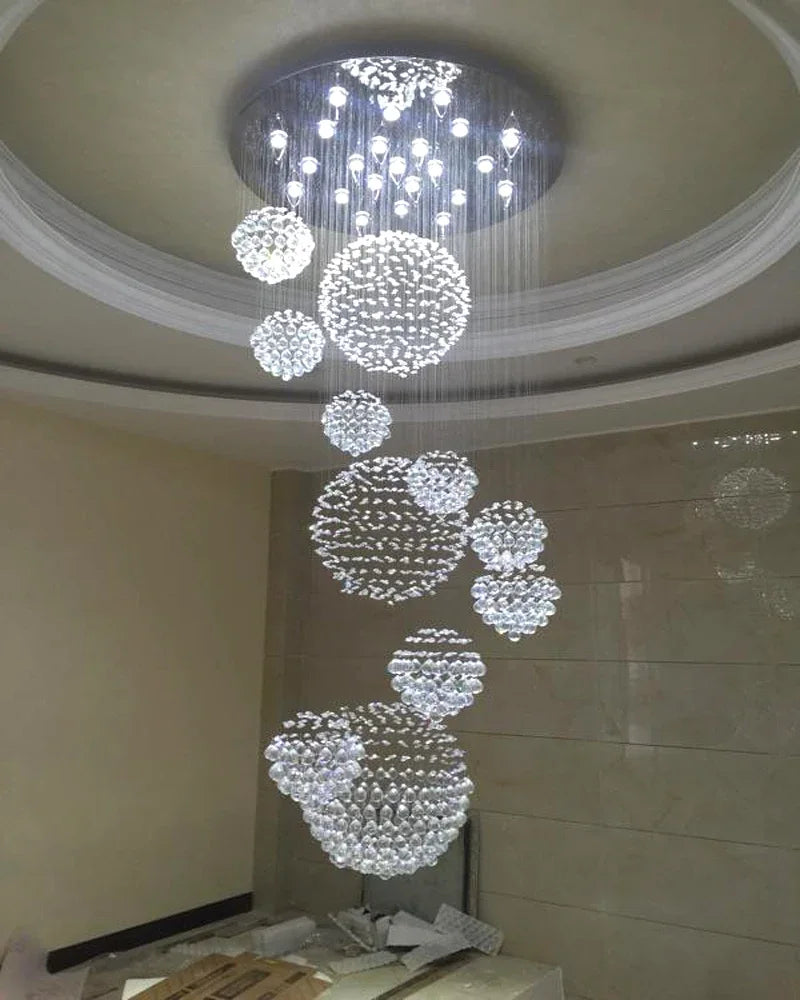 Crystal Ball LED Chandelier: Modern Luxury Pendant Lighting for Living Room