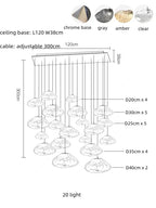 Glass LED Chandelier Lighting for Modern Stairs, Dining Room, and Home Bar