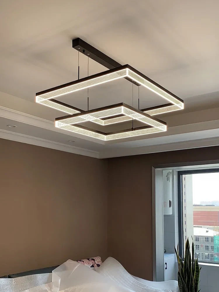 Square Modern Minimalist Nordic Chandelier for Living Room, Dining Room, Bedroom