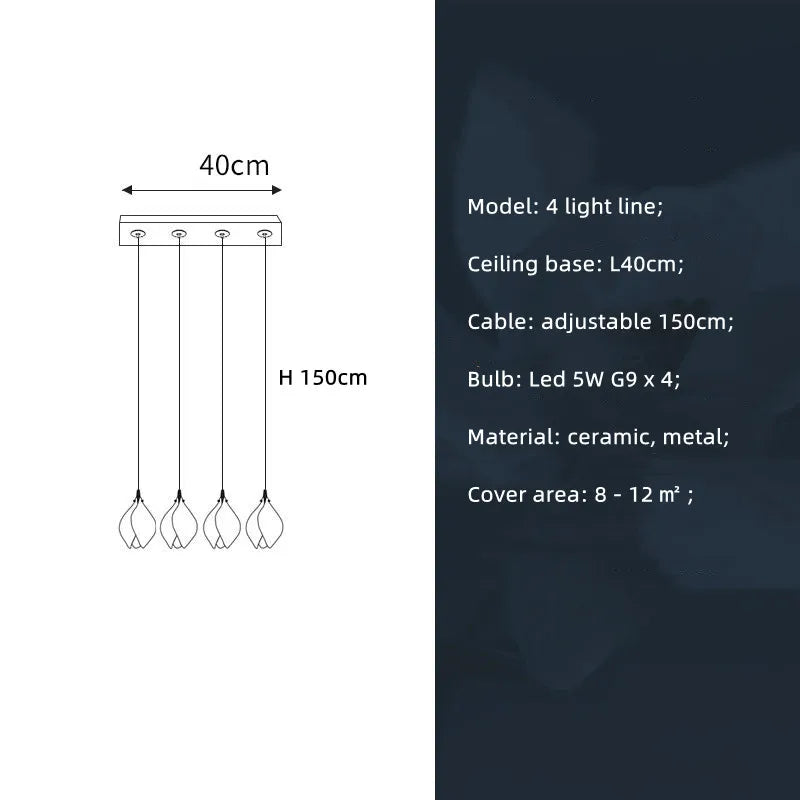 Magnolia Flower G9 LED Chandelier - White Luxury Pendant Light Fixtures