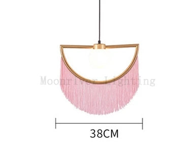 Pink Tassel Bedside Chandelier, Nordic Ins Style Creative Bedroom Lamp