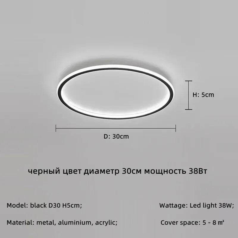 Modern Round LED Ceiling Lights Iron Mounted Dimmable Indoor Lighting