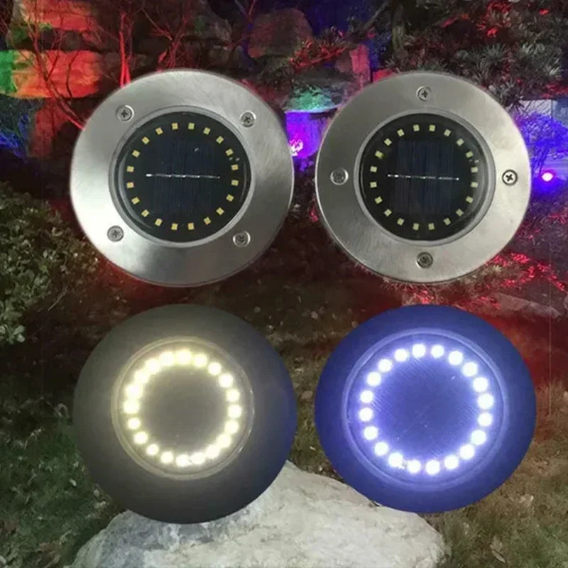 Solar Power Disk Light - Outdoor Garden Decoration LED Spotlight