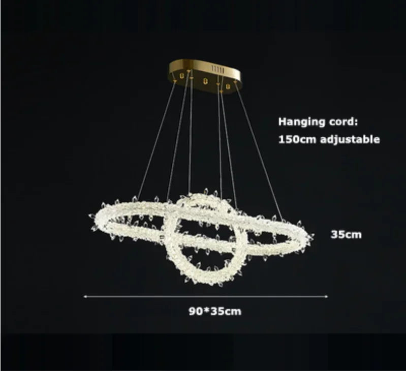 Crystal Flower LED Chandelier Pendant Light for Living and Dining Room