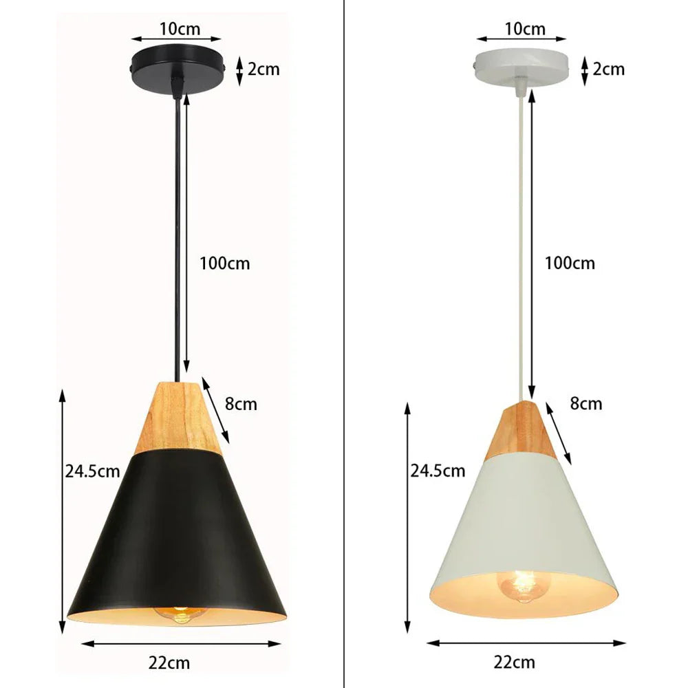Nordic Modern Wood Pendant Light by - LED E27 Vintage Industrial Fixture for Home