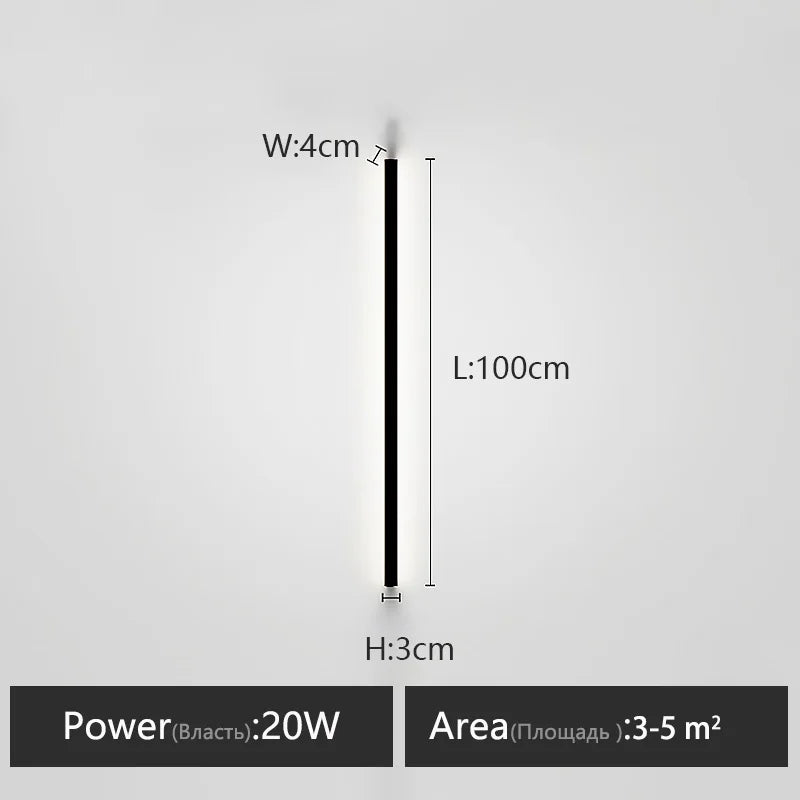 Bedroom Wall Lamp: Nordic Strip Light, Minimalist Design, Black Background, Decorative Luminaires