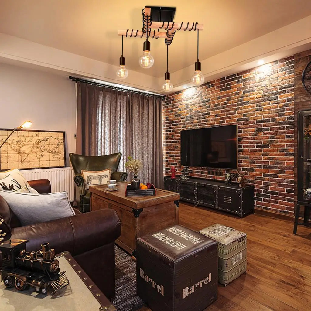 Vintage Industrial Black 4-Head Ceiling Light Fixture for Kitchen, Balcony, Living Room