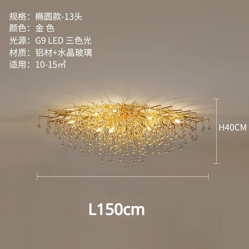 Luxury Crystal LED Chandelier: Modern Nordic Gold/Silver Ceiling Lamp for Home Decor