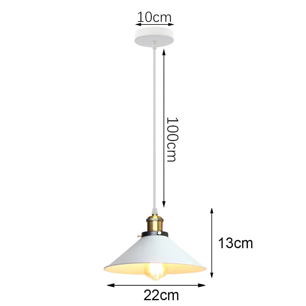 White Industrial LED E27 Pendant Light for Modern Home Kitchen Decor