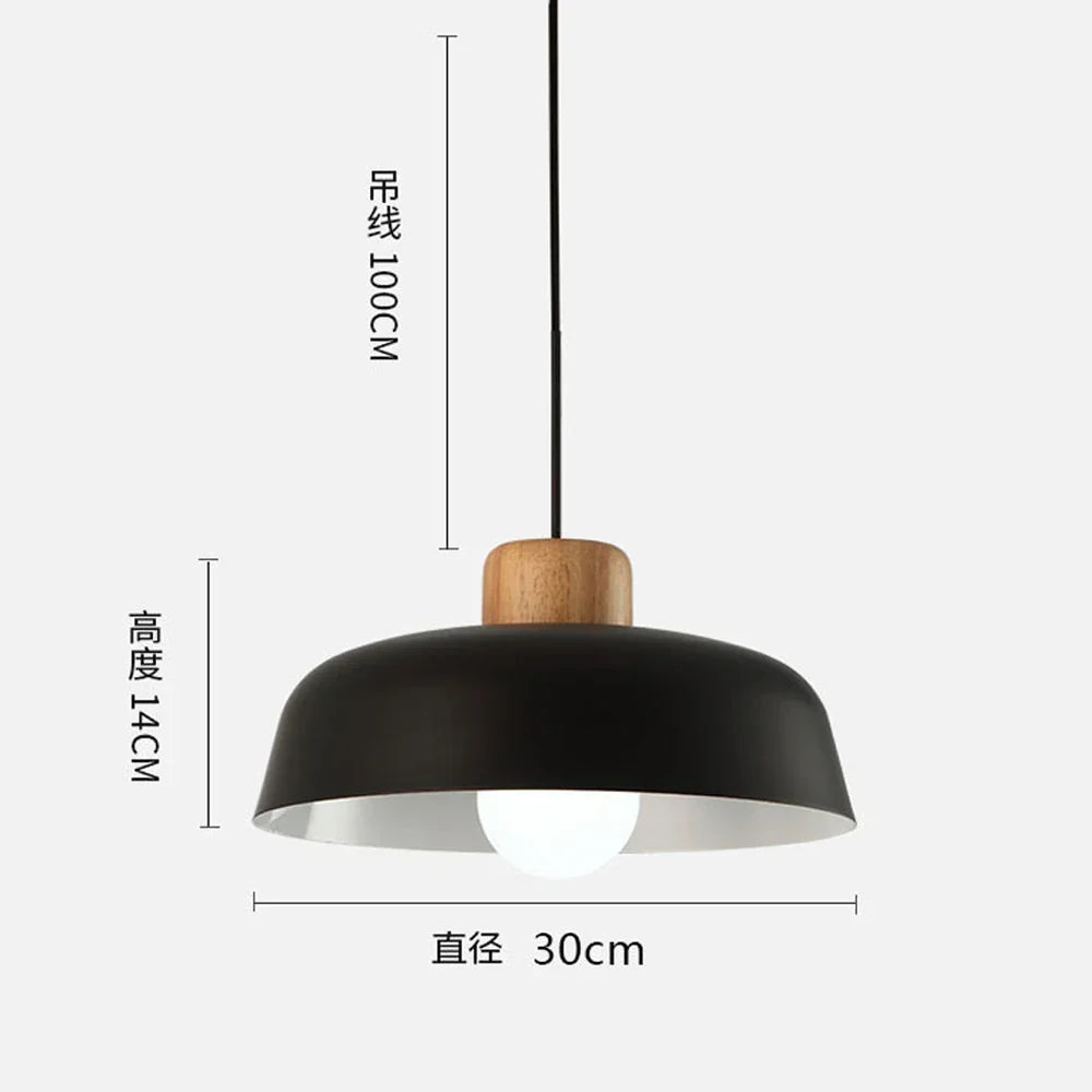 Nordic Wood Aluminum Pendant Lights Modern Hanging Lamps E27 LED Chandelier