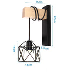 Loft American Iron Wood Wall Sconce Vintage Cage Guard Lampshade Fixture