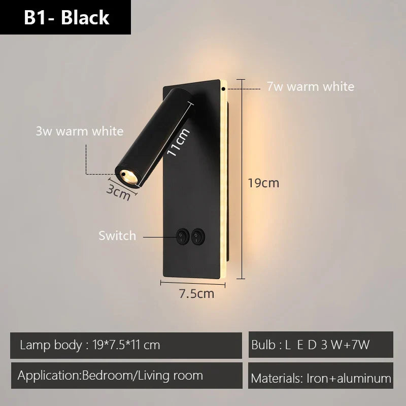 Rotatable Wall Lamp Black Bronze Modern Study LED Wall Sconce Reading Spotlights