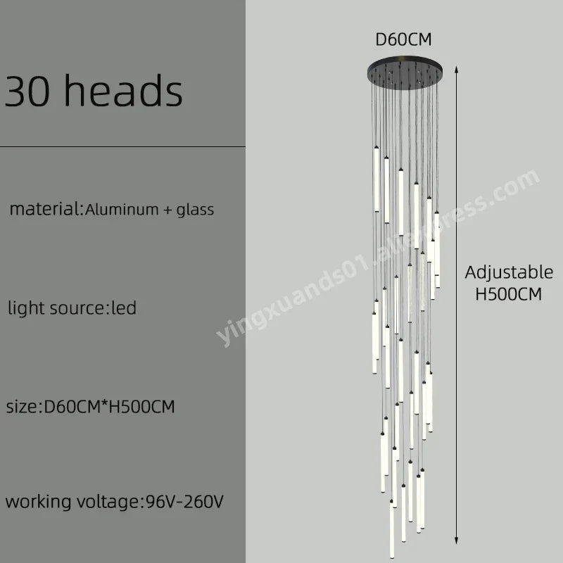 LED Staircase Chandelier for Home Hotel Hall Lighting