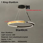 Black Gold LED Ceiling Chandelier Crystal Decorative Pendant Lamp for Dining Room Bedroom