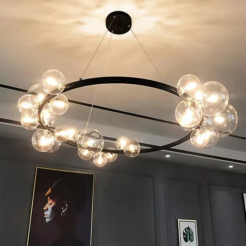 Glass Chandelier G9 Hanging Light for Living Room Bedroom Decor