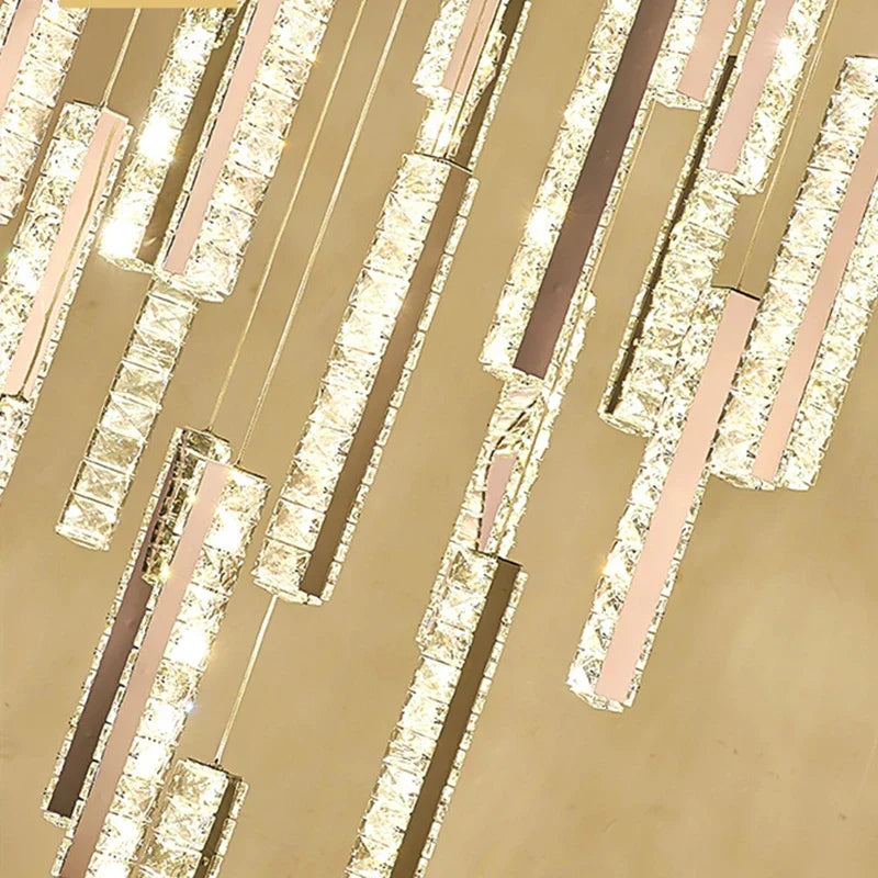 Luxury LED Crystal Spiral Staircase Chandelier for Duplex Villa & Restaurant