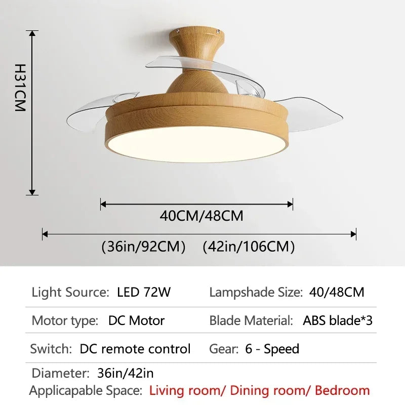 DC Motor Ceiling Fan Light with Control for Bedroom, Living Room & Restaurant.