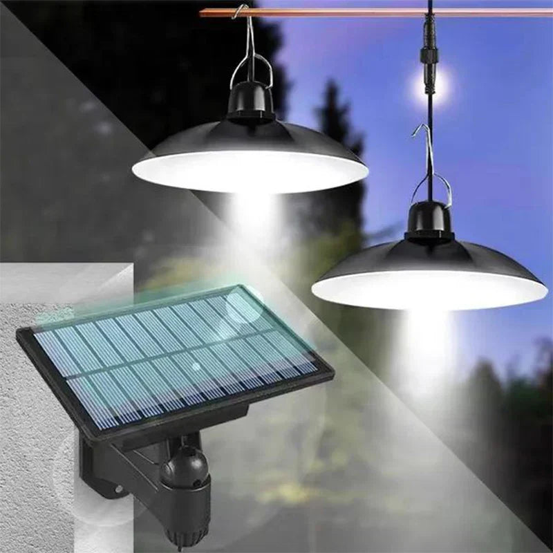 Solar Outdoor Double-head Pendant Light with Remote Control