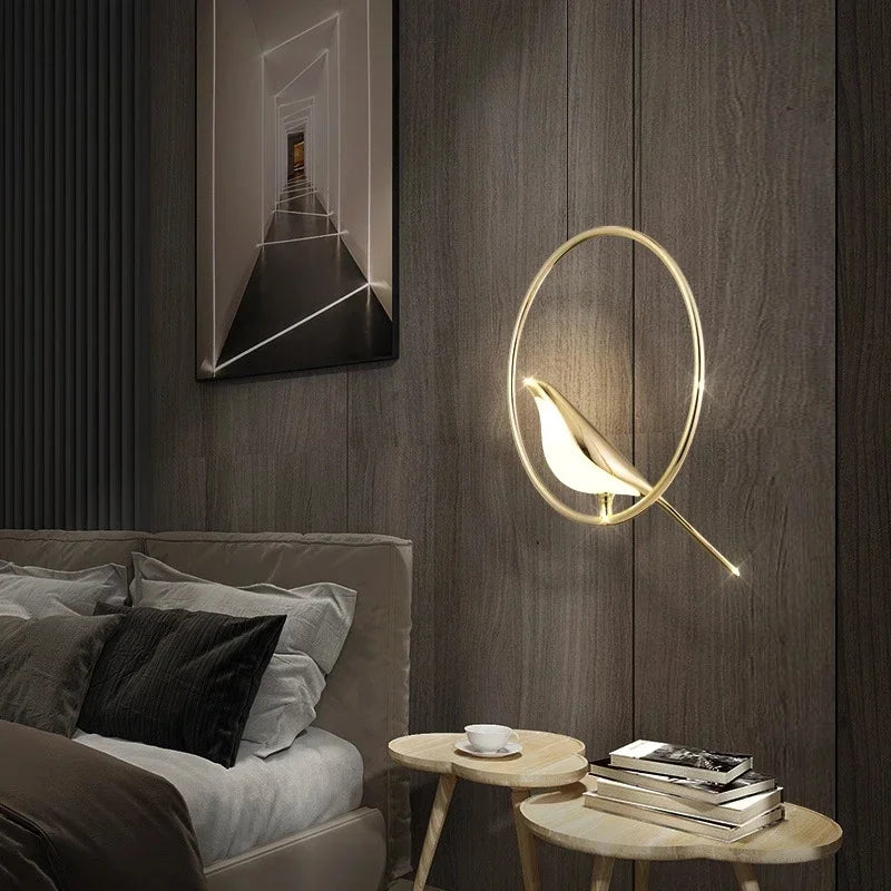 Modern Magpie Bird LED Wall Lamp for Bedroom Decor